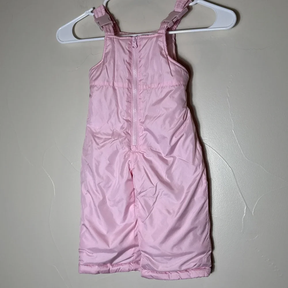 Carters 12 Mths Pink Snow Pants Bib Top Ski Overalls Winter Girls Puffer‎ Zip